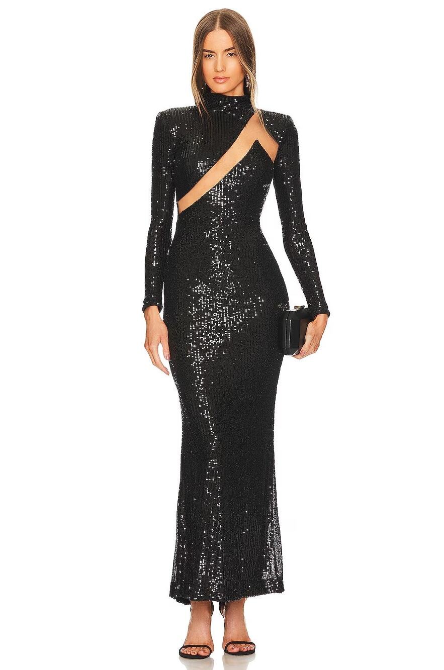 Michael Costello Houston Sequin Gown NYE Cocktail Party Formal Wedding Guest S